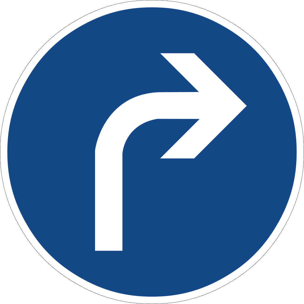 StVO Zeichen 209-20 — Vorgeschriebene Fahrtrichtung, rechts