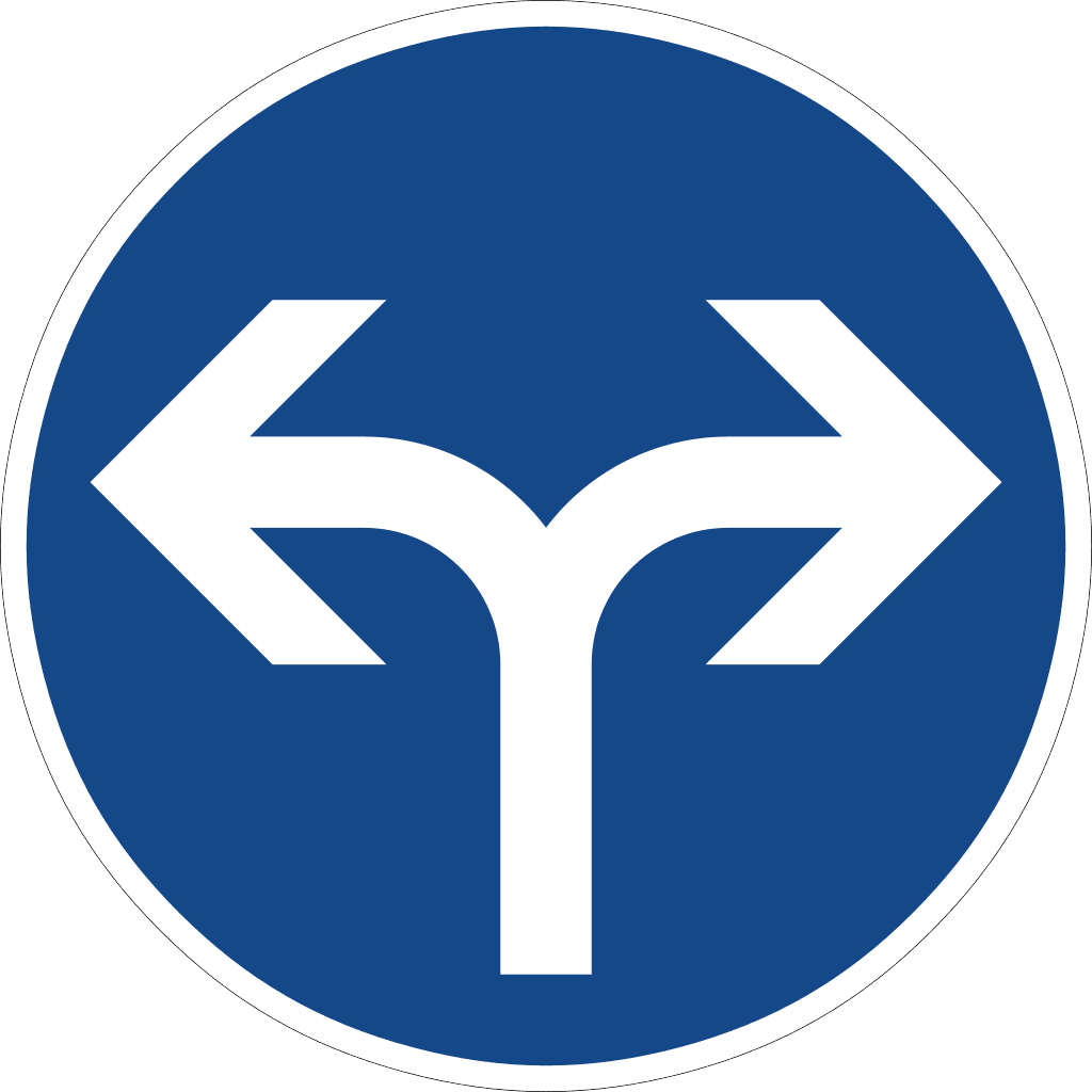 StVO Zeichen 209-31 — vorgeschriebene Fahrtrichtung - rechts und links