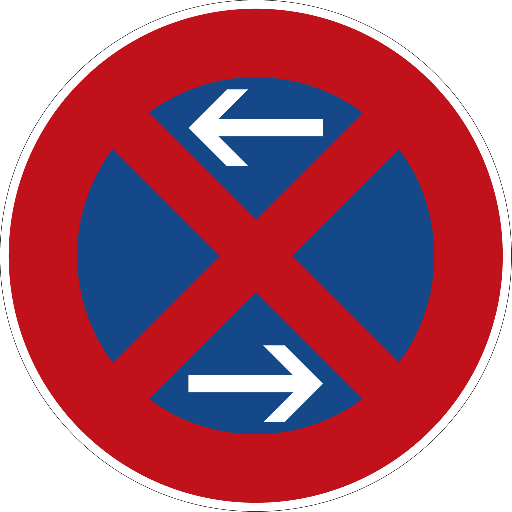 StVO Zeichen 283-30 — Absolutes Haltverbot (Mitte), Aufstellung rechts